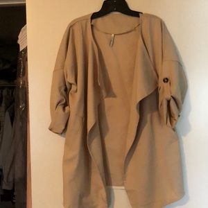Apricot Long Sleeve Pockets Trench Coat